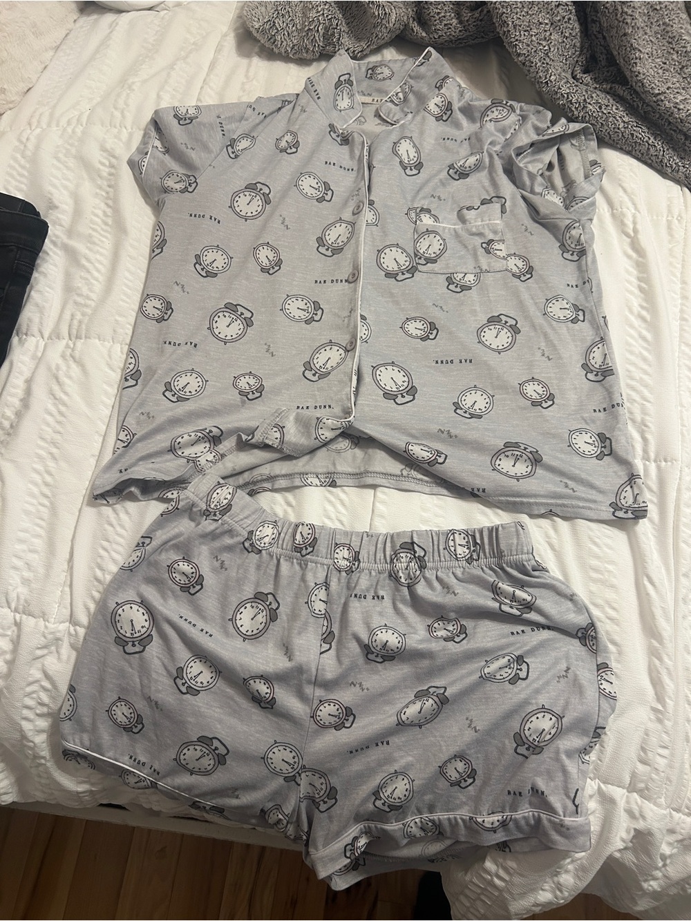 Rae Dun PJ set | super soft shorts and short sleeved top with alarm clocks